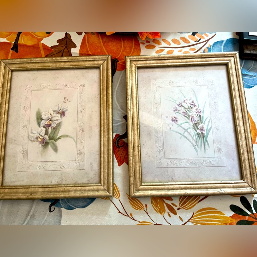 2 8x10 purple flower framed photos